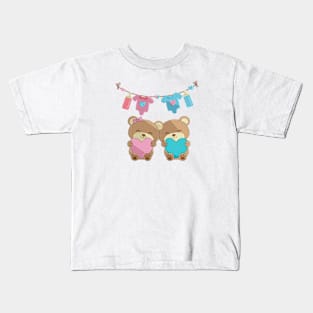 Baby Bear embroidery designs, couple teddy Bear drinks milk when I was my mother's baby, mother's day Kids T-Shirt